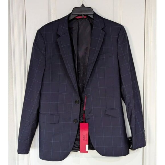 Hugo Boss Men's Dark Navy Windowpane Suit Jacket Size 34R (MSRP $445) - Picture 3 of 8